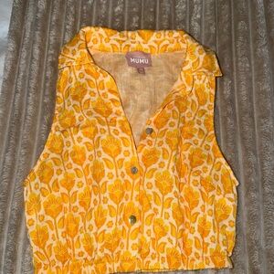 Show Me Your MuMu Yellow Floral Collar Top